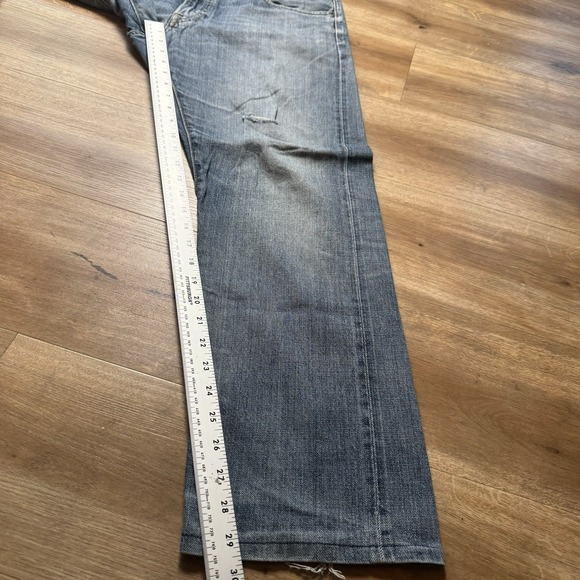 UNIQLO Selvedge Jeans Men 35x30 Blue Straight Leg Distressed Faded Denim Redline - Picture 9 of 9